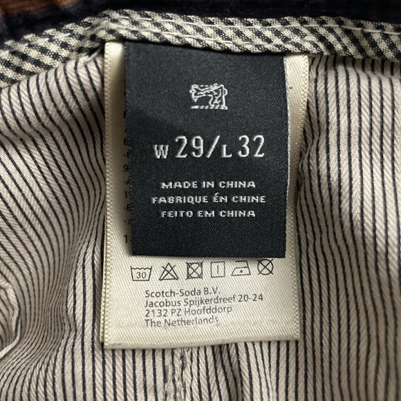 Scotch & Soda Mens Stuart Slim Fit Pants Blue Brown Striped Corduroy - Picture 5 of 6